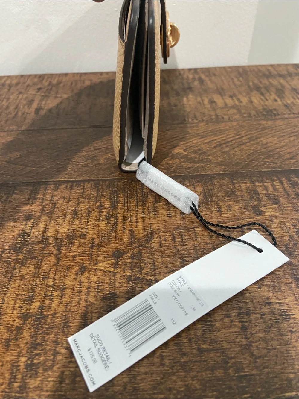 Marc Jacobs Signet Turnlock Slim Wallet in the Color Iced Coffee